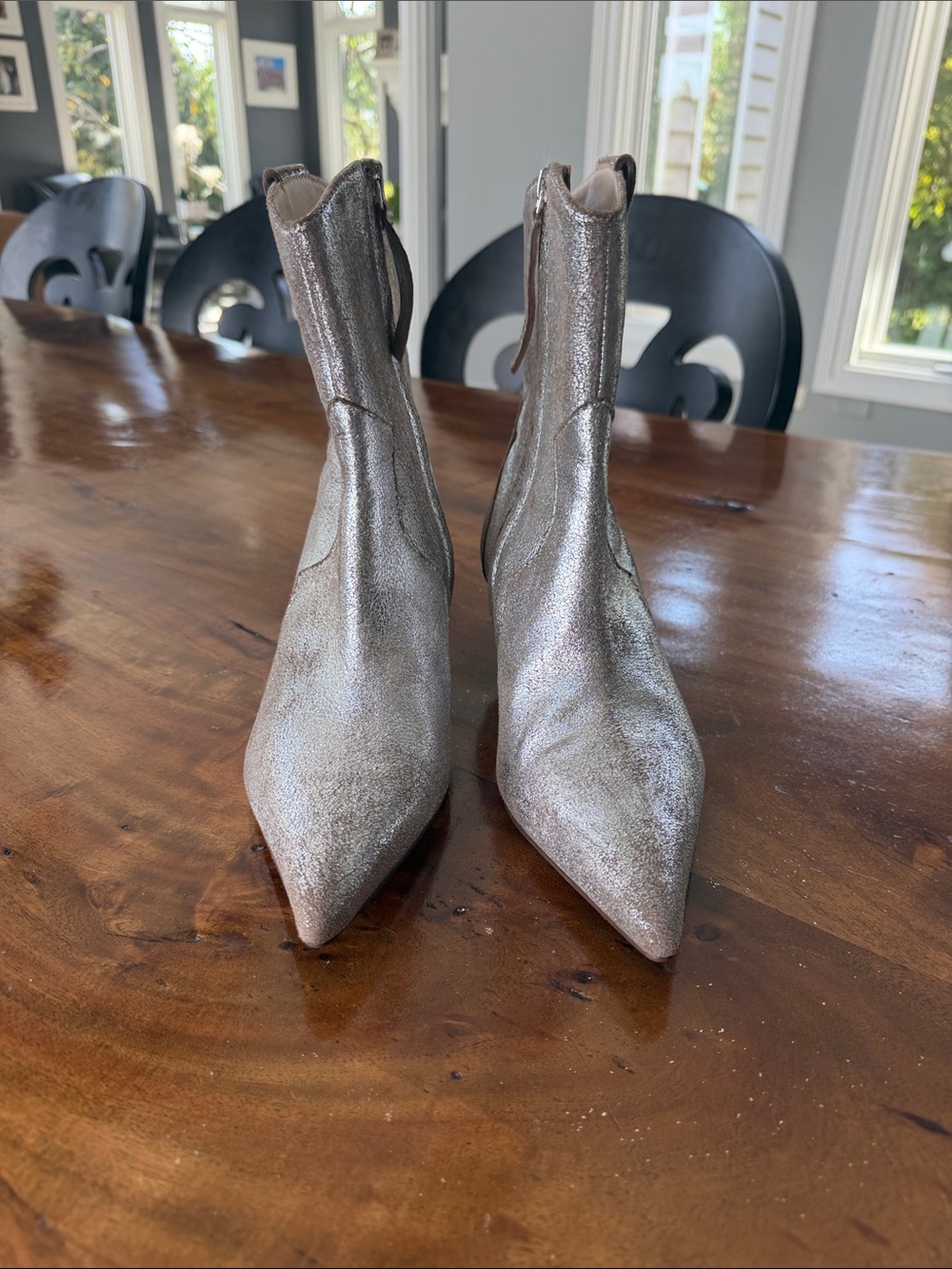 Seychelles Silver Glitter Pointed Ankle Booties